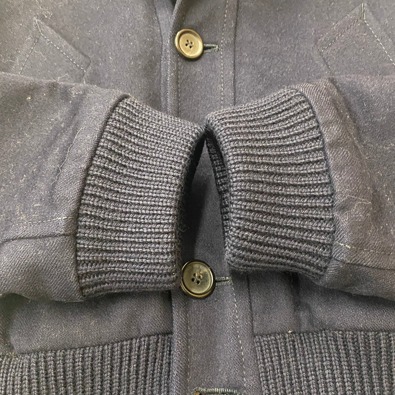 【現状渡し品】【メンズ】 PRADA プラダ WOOL MELTON JACKET ACS1 2017 1483 ウール メルトン ジャケット アウター 141-260508-ks-02-tei サイズ：44 カラー：ネイビー 万代Net店
