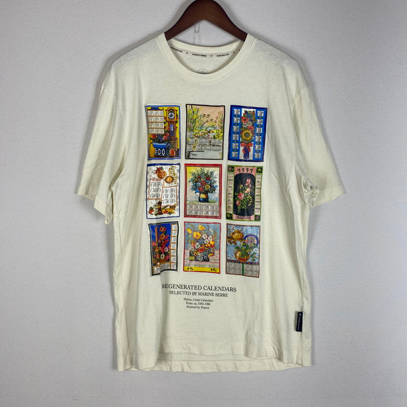 【現状渡し品】【メンズ】 MARINE SERRE マリーンセル REGENERATED CALENDAR TEE リジェナレイティド カレンダー Tシャツ 半袖 トップス 141-260508-ks-13-tei サイズ：M カラー：アイボリー 万代Net店