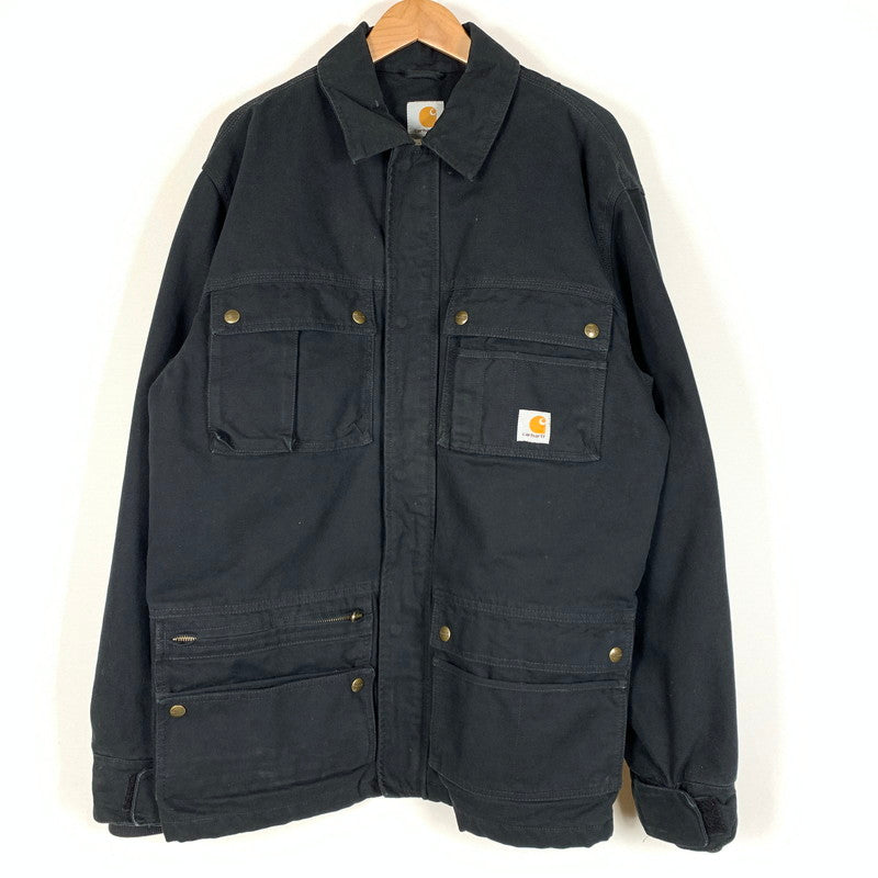 【現状渡し品】【メンズ】 Carhartt カーハート MULTI POCKET DUCK HUNTING JACKET EC078 マルチ ポケット ダック ハンティング ジャケット アウター ワークジャケット 145-260507-ko-08-tei サイズ：M カラー：ブラック 万代Net店