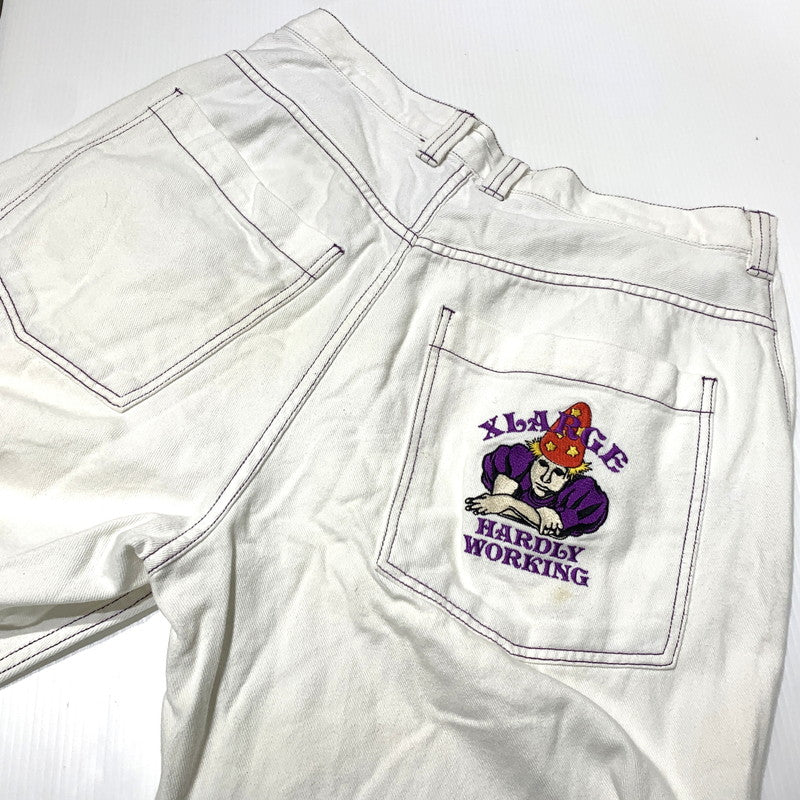【現状渡し品】【メンズ】 X-LARGE エクストララージ HARDLY WORKING CONTRAST STITCH WIDE PANTS 101222031007 ハードリィワーキング コントラスト ステッチ ワイドパンツ ボトムス 153-260703-yo-19-tei サイズ：34 カラー：ホワイト 万代Net店