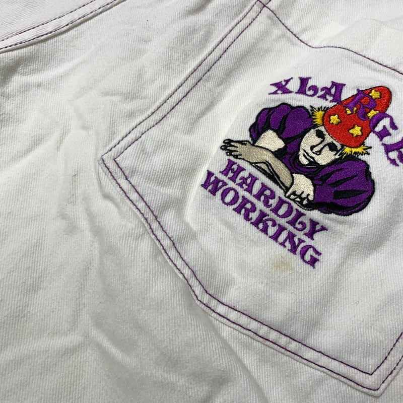 【現状渡し品】【メンズ】 X-LARGE エクストララージ HARDLY WORKING CONTRAST STITCH WIDE PANTS 101222031007 ハードリィワーキング コントラスト ステッチ ワイドパンツ ボトムス 153-260703-yo-19-tei サイズ：34 カラー：ホワイト 万代Net店