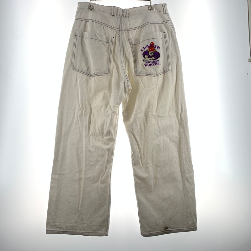 【現状渡し品】【メンズ】 X-LARGE エクストララージ HARDLY WORKING CONTRAST STITCH WIDE PANTS 101222031007 ハードリィワーキング コントラスト ステッチ ワイドパンツ ボトムス 153-260703-yo-19-tei サイズ：34 カラー：ホワイト 万代Net店
