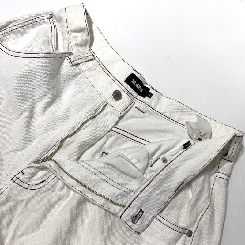 【現状渡し品】【メンズ】 X-LARGE エクストララージ HARDLY WORKING CONTRAST STITCH WIDE PANTS 101222031007 ハードリィワーキング コントラスト ステッチ ワイドパンツ ボトムス 153-260703-yo-19-tei サイズ：34 カラー：ホワイト 万代Net店