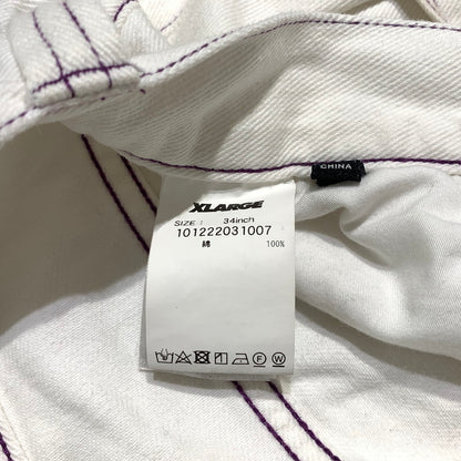 【現状渡し品】【メンズ】 X-LARGE エクストララージ HARDLY WORKING CONTRAST STITCH WIDE PANTS 101222031007 ハードリィワーキング コントラスト ステッチ ワイドパンツ ボトムス 153-260703-yo-19-tei サイズ：34 カラー：ホワイト 万代Net店