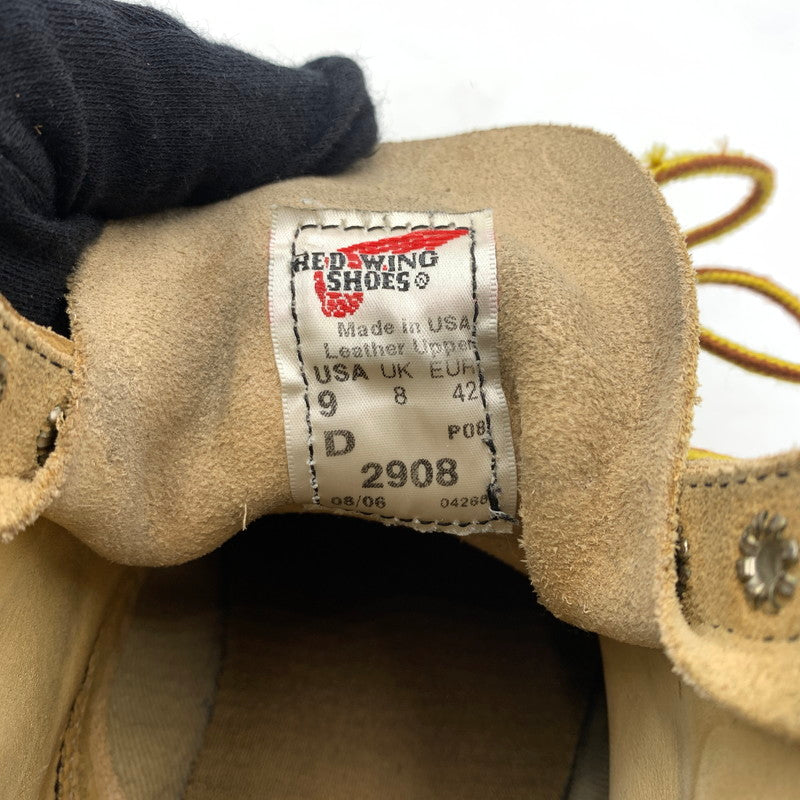 【現状渡し品】【メンズ】 RED WING レッドウィング 6INCH LINEMAN BOOTS 2908 6インチ ラインマン ブーツ 靴 ワークブーツ 164-260606-ko-03-tei サイズ：9D カラー：ベージュ 万代Net店
