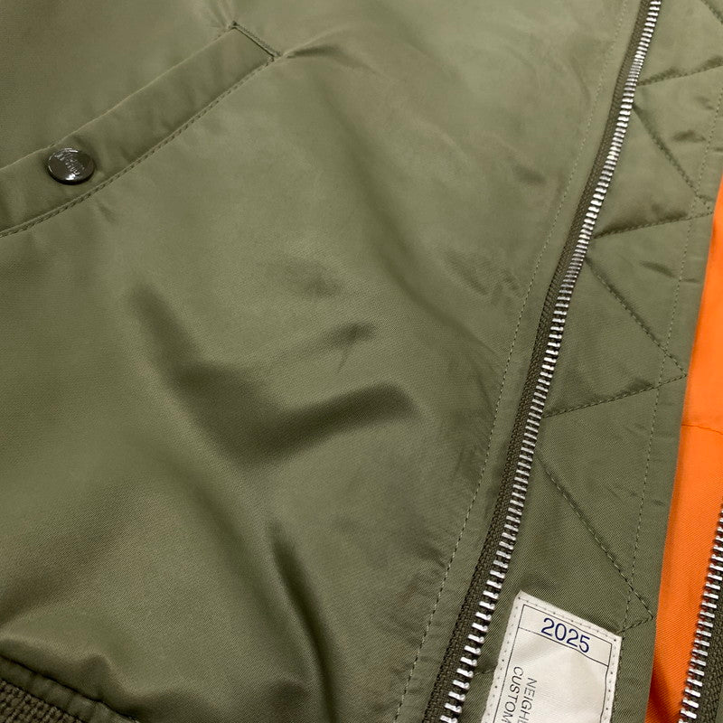 【現状渡し品】【メンズ】 NEIGHBORHOOD ネイバーフッド 25AW MA-1 FLIGHT JACKET MOD 252SPNH-JKM02 MA-1 フライト ジャケット アウター 142-260508-ks-27-tei サイズ：M カラー：カーキ 万代Net店