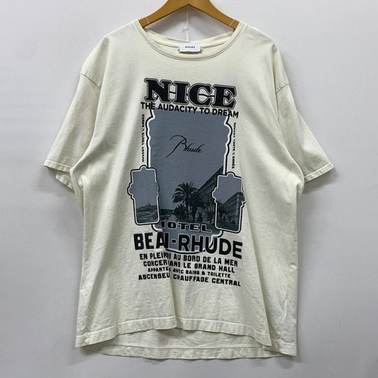 【中古品】【メンズ】 RHUDE ルード NICE T-SHIRT ナイス Tシャツ 半袖 トップス USA製 141-260508-ks-20-tei サイズ：L カラー：ホワイト 万代Net店