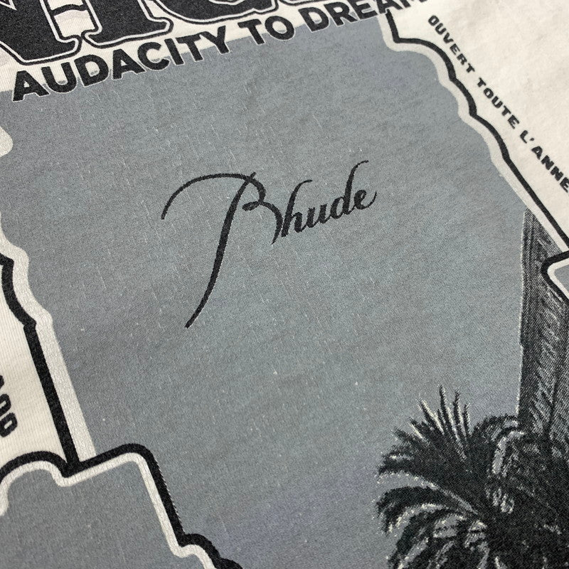 【中古品】【メンズ】 RHUDE ルード NICE T-SHIRT ナイス Tシャツ 半袖 トップス USA製 141-260508-ks-20-tei サイズ：L カラー：ホワイト 万代Net店