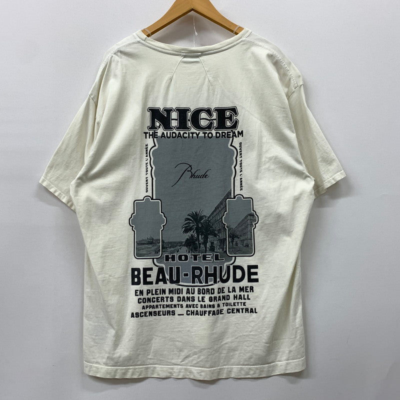 【中古品】【メンズ】 RHUDE ルード NICE T-SHIRT ナイス Tシャツ 半袖 トップス USA製 141-260508-ks-20-tei サイズ：L カラー：ホワイト 万代Net店