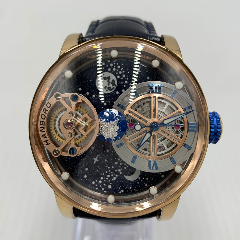 【中古品】【メンズ】 HANBORO ハンボロ CELESTIAL BODY SERIES NIGHT SKY AUTOMATIC WATCH セレスティアルシリーズ 自動巻き腕時計 天体モチーフ 197-260814-yo-13-tei カラー：ゴールド 万代Net店