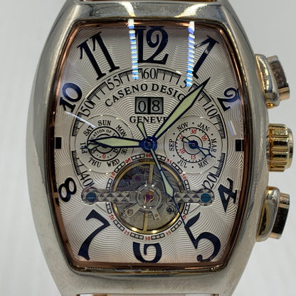 【中古品】【メンズ】 CASENO カセノ TOURBILLON SKELETON AUTOMATIC MECHANICAL WATCH トゥールビヨン スケルトン オートマチック メカニカル 腕時計 自動巻き 機械式 197-261008-ss-08-teih 万代Net店