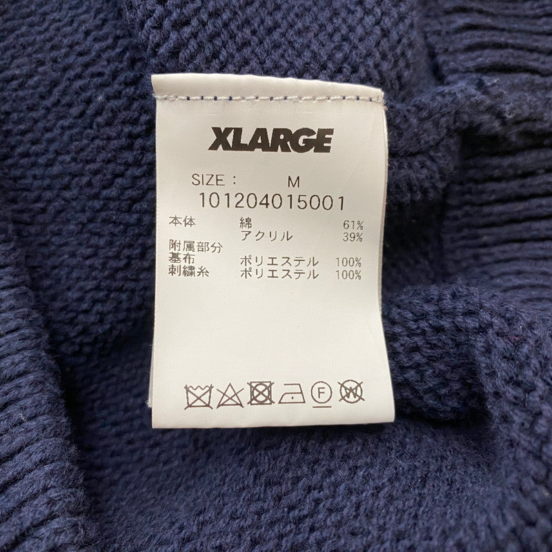 【中古品】【メンズ】 X-LARGE エクストララージ COLLEGE LOGO CREWNECK KNIT 101204015001 カレッジロゴ クルーネックニット トップス セーター 142-260716-ss-02-tei サイズ：M カラー：ネイビー 万代Net店