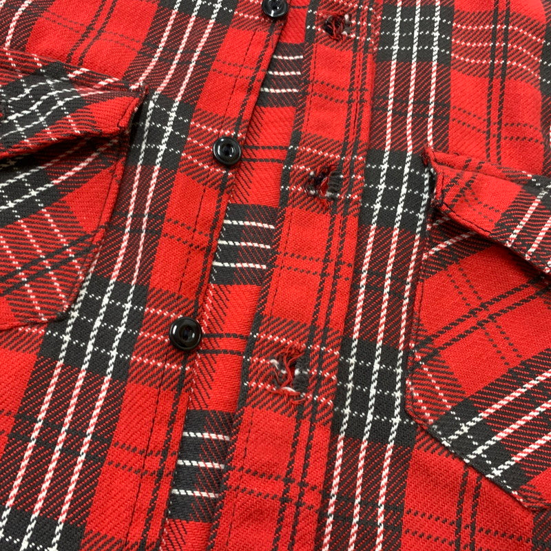 【現状渡し品】【メンズ】 FROSTPROOF フロストプルーフ 60-70's FLANNEL SHIRT VINTAGE 60-70年代 フランネル シャツ トップス ネルシャツ ヴィンテージ 145-260510-ko-04-tei サイズ：15.5 カラー：レッド 万代Net店