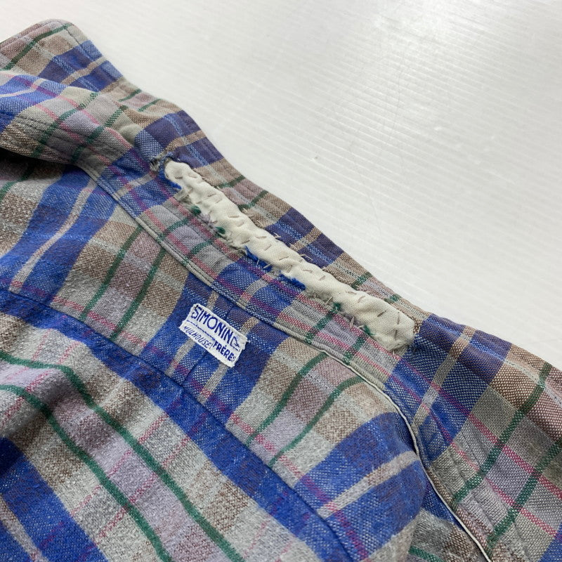 【現状渡し品】【メンズ】 SIMONIN FRERES シモン フレース FLANNEL SHIRT VINTAGE フランネル シャツ トップス ネルシャツ ヴィンテージ 145-260510-ko-05-tei サイズ：不明 カラー：ブルー 万代Net店