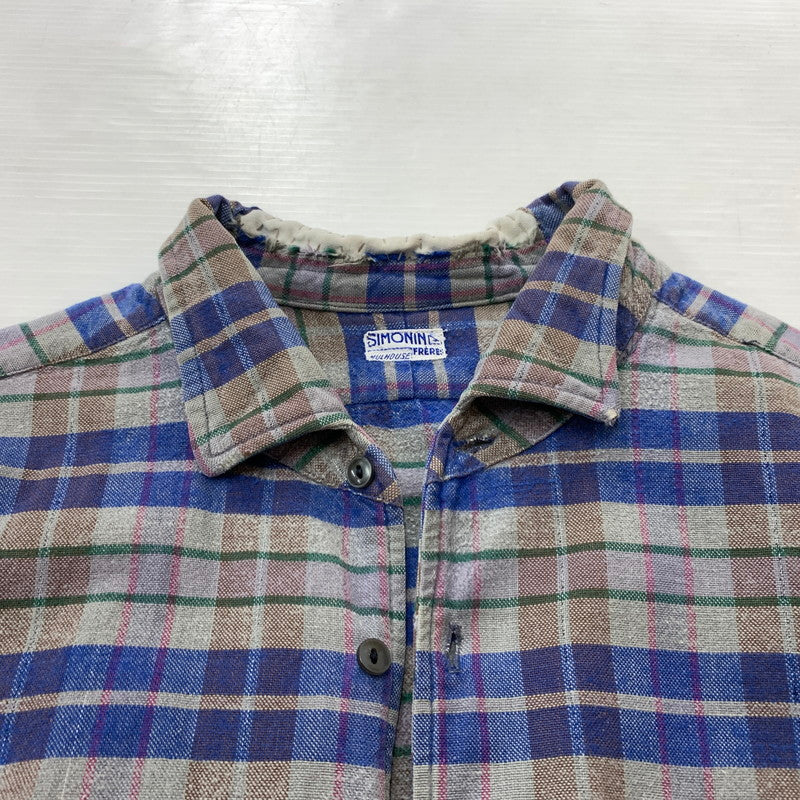 【現状渡し品】【メンズ】 SIMONIN FRERES シモン フレース FLANNEL SHIRT VINTAGE フランネル シャツ トップス ネルシャツ ヴィンテージ 145-260510-ko-05-tei サイズ：不明 カラー：ブルー 万代Net店