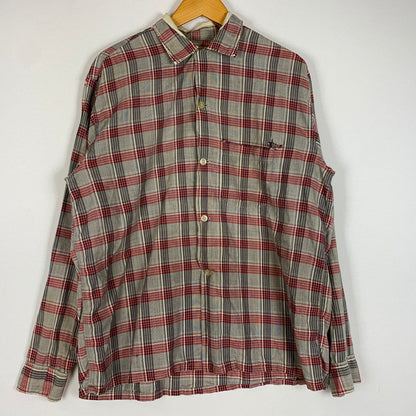【現状渡し品】【メンズ】 MANHATTAN マンハッタン OPENCOLLAR CHECK SHIRT VINTAGE オープンカラー チェック シャツ トップス 長袖 ヴィンテージ 145-260510-ko-06-tei サイズ：L カラー：レッド 万代Net店