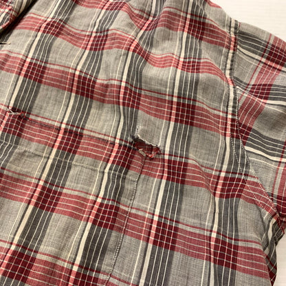 【現状渡し品】【メンズ】 MANHATTAN マンハッタン OPENCOLLAR CHECK SHIRT VINTAGE オープンカラー チェック シャツ トップス 長袖 ヴィンテージ 145-260510-ko-06-tei サイズ：L カラー：レッド 万代Net店
