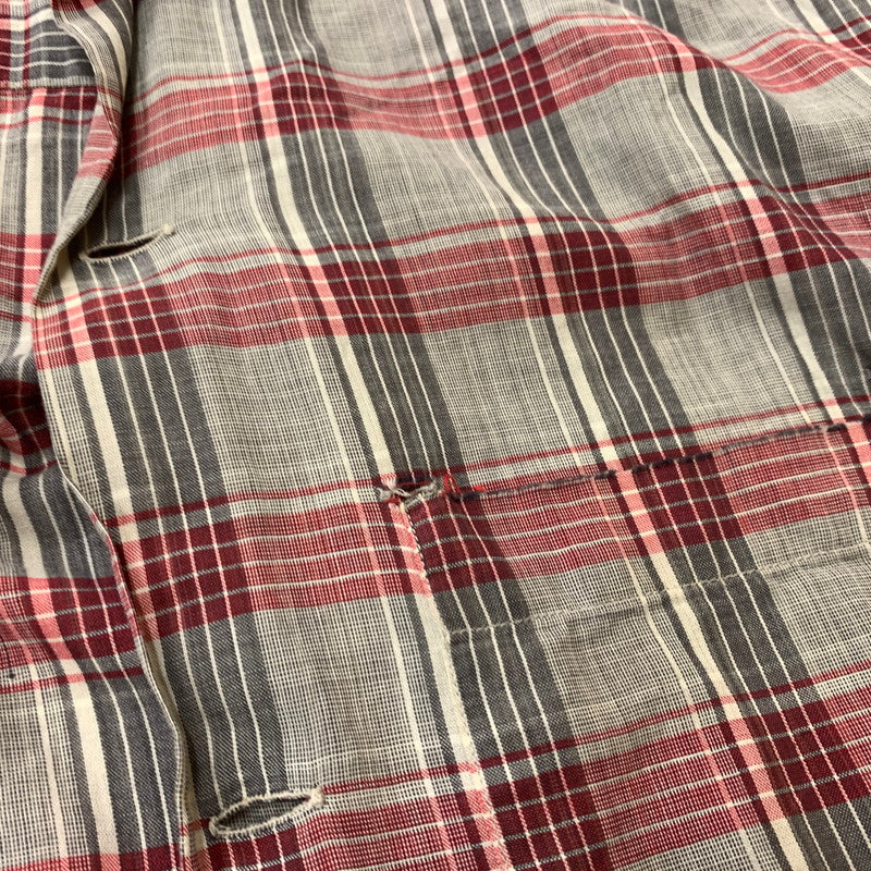 【現状渡し品】【メンズ】 MANHATTAN マンハッタン OPENCOLLAR CHECK SHIRT VINTAGE オープンカラー チェック シャツ トップス 長袖 ヴィンテージ 145-260510-ko-06-tei サイズ：L カラー：レッド 万代Net店