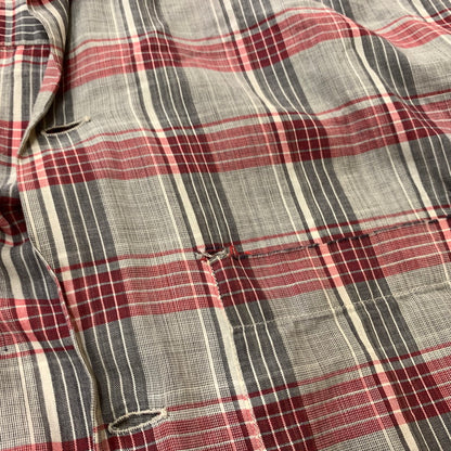【現状渡し品】【メンズ】 MANHATTAN マンハッタン OPENCOLLAR CHECK SHIRT VINTAGE オープンカラー チェック シャツ トップス 長袖 ヴィンテージ 145-260510-ko-06-tei サイズ：L カラー：レッド 万代Net店