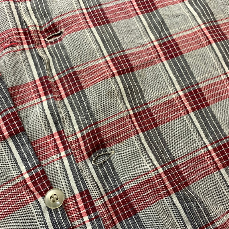 【現状渡し品】【メンズ】 MANHATTAN マンハッタン OPENCOLLAR CHECK SHIRT VINTAGE オープンカラー チェック シャツ トップス 長袖 ヴィンテージ 145-260510-ko-06-tei サイズ：L カラー：レッド 万代Net店