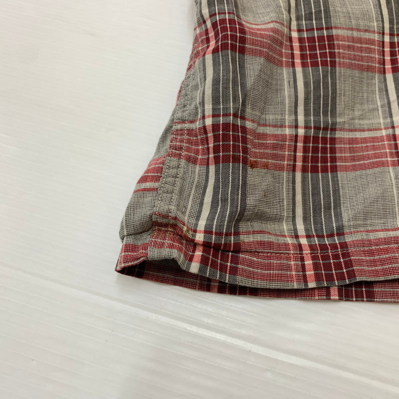 【現状渡し品】【メンズ】 MANHATTAN マンハッタン OPENCOLLAR CHECK SHIRT VINTAGE オープンカラー チェック シャツ トップス 長袖 ヴィンテージ 145-260510-ko-06-tei サイズ：L カラー：レッド 万代Net店