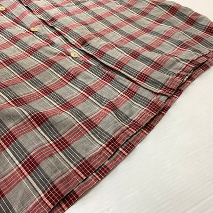 【現状渡し品】【メンズ】 MANHATTAN マンハッタン OPENCOLLAR CHECK SHIRT VINTAGE オープンカラー チェック シャツ トップス 長袖 ヴィンテージ 145-260510-ko-06-tei サイズ：L カラー：レッド 万代Net店