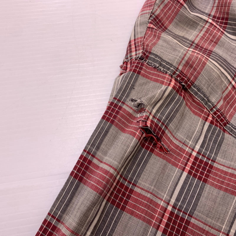 【現状渡し品】【メンズ】 MANHATTAN マンハッタン OPENCOLLAR CHECK SHIRT VINTAGE オープンカラー チェック シャツ トップス 長袖 ヴィンテージ 145-260510-ko-06-tei サイズ：L カラー：レッド 万代Net店
