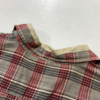 【現状渡し品】【メンズ】 MANHATTAN マンハッタン OPENCOLLAR CHECK SHIRT VINTAGE オープンカラー チェック シャツ トップス 長袖 ヴィンテージ 145-260510-ko-06-tei サイズ：L カラー：レッド 万代Net店