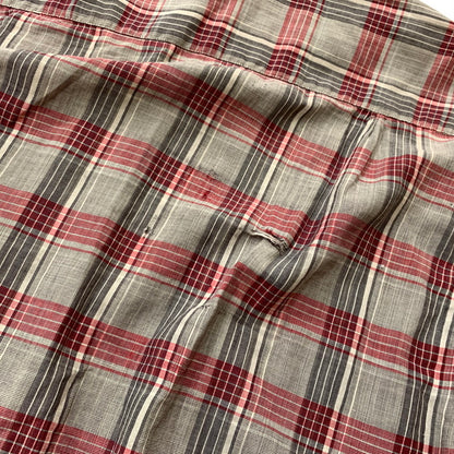 【現状渡し品】【メンズ】 MANHATTAN マンハッタン OPENCOLLAR CHECK SHIRT VINTAGE オープンカラー チェック シャツ トップス 長袖 ヴィンテージ 145-260510-ko-06-tei サイズ：L カラー：レッド 万代Net店
