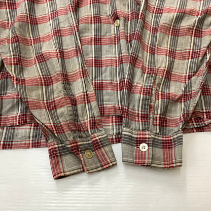 【現状渡し品】【メンズ】 MANHATTAN マンハッタン OPENCOLLAR CHECK SHIRT VINTAGE オープンカラー チェック シャツ トップス 長袖 ヴィンテージ 145-260510-ko-06-tei サイズ：L カラー：レッド 万代Net店