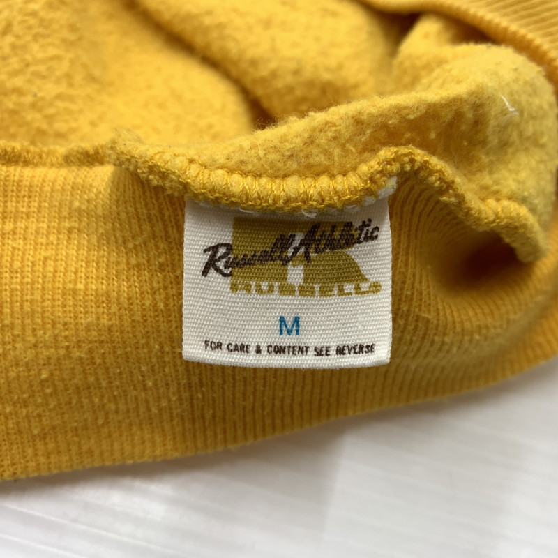 【現状渡し品】【メンズ】 RUSSELL ATHLETIC ラッセルアスレティック 70-80's GAISER LOGO HOODIE VINTAGE 70-80年代 ガイザー ロゴ パーカー トップス プルオーバーパーカー ヴィンテージ 145-260510-ko-09-tei サイズ：M カラー：イエロー 万代Net店
