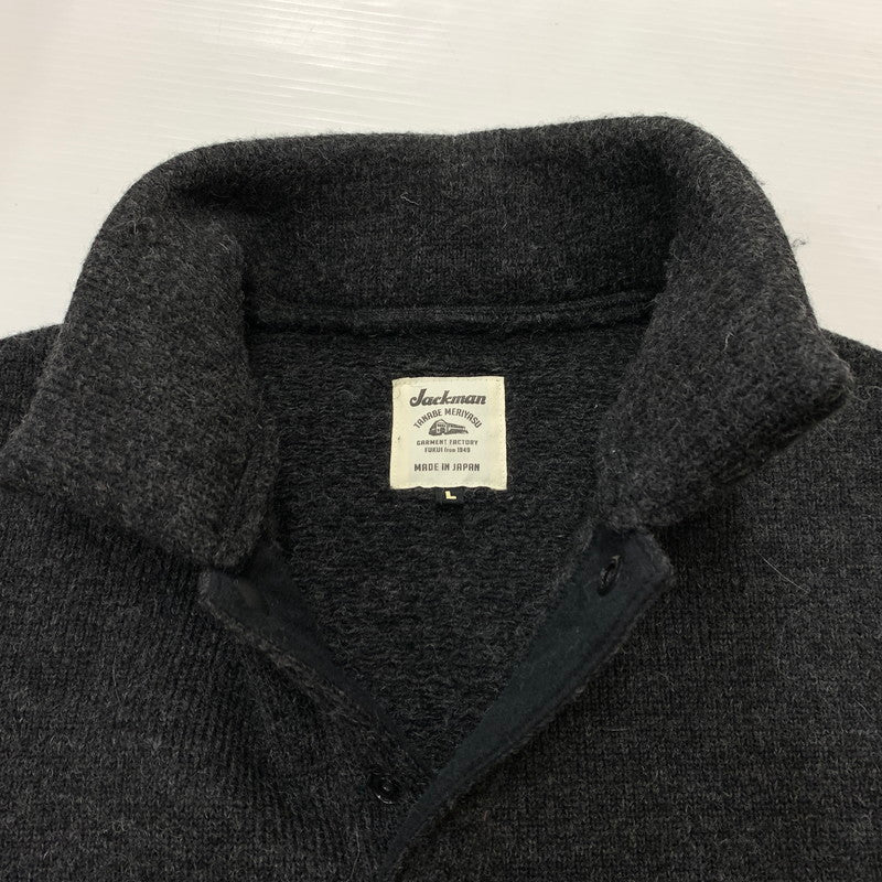 【中古品】【メンズ】 JACKMAN ジャックマン WOOL HIMO POLO JM7382 ウール ヒモ ポロ ニット トップス ハーフボタン 145-260510-ko-16-tei サイズ：L カラー：ブラック系 万代Net店