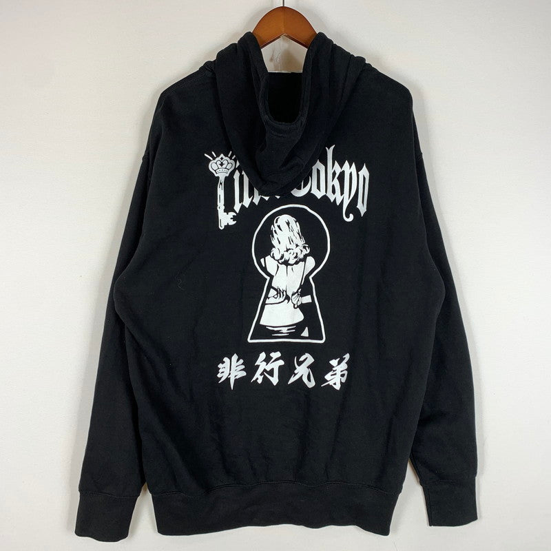 【中古品】【メンズ】 DELINQUENT BROS デリンクエント ブロス LITTLE TOKYO ZIP HOODIE リトル 東京 ジップ フーディ トップス フルジップパーカー 非行兄弟 145-260510-ko-11-tei サイズ：L カラー：ブラック 万代Net店