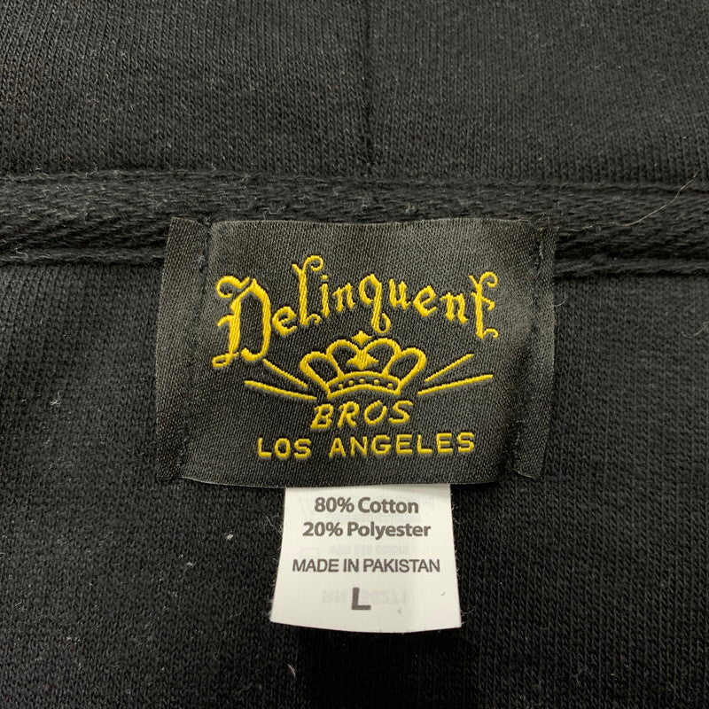 【中古品】【メンズ】 DELINQUENT BROS デリンクエント ブロス LITTLE TOKYO ZIP HOODIE リトル 東京 ジップ フーディ トップス フルジップパーカー 非行兄弟 145-260510-ko-11-tei サイズ：L カラー：ブラック 万代Net店