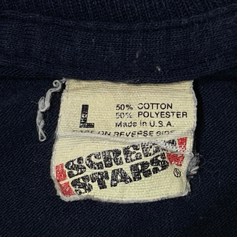 【中古品】【メンズ】 SCREEN STARS スクリーン スターズ 90's BOB RAYOT'S TEE 90年代 ボブ レイオッツ 半袖 トップス 145-260805-sa-04-tei サイズ：L カラー：ネイビー 万代Net店