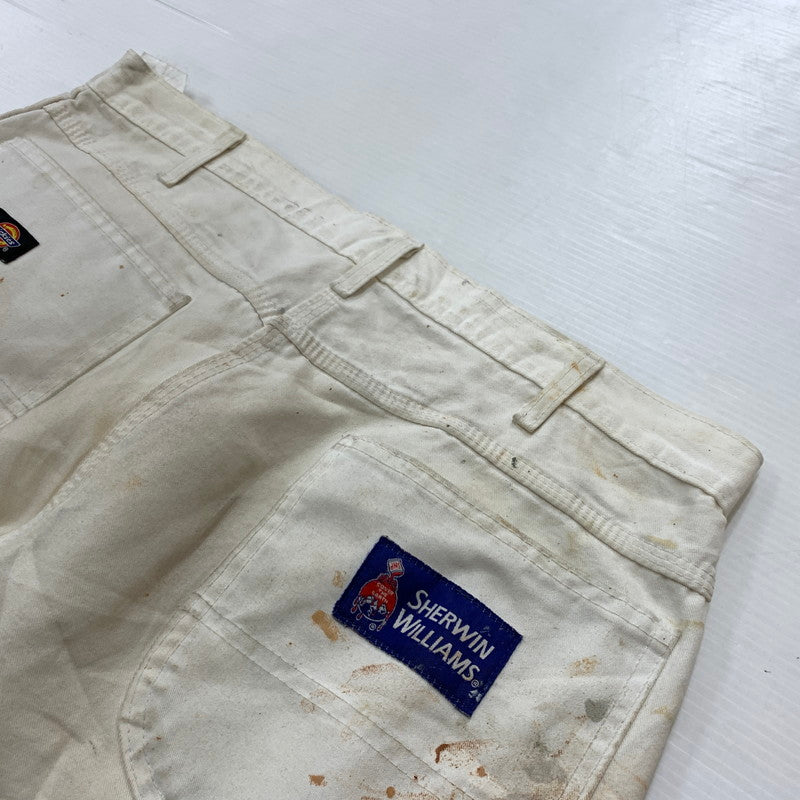 【現状渡し品】【メンズ】 DICKIES ディッキーズ × SHERWIN WILLIAMS シャーウィンウィリアムズ 別注 コラボ PAINT PROCESSING PAINTER PANTS ペイント プロセッシング ペインター パンツ ボトムス 加工パンツ 156-260510-ko-28-tei サイズ：36 カラー：ホワイト 万代Net店