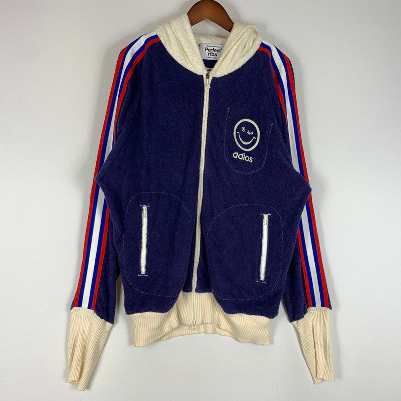 【中古品】【メンズ】 PERFECT RIBS パーフェクトリブス × A LOVE MOVEMENT ア ラブ ムーブメント 別注 コラボ ADIOS PILE PARKER アディオス パイル パーカー トップス フルジップパーカー コットン 141-260510-ko-12-fuzh サイズ：L カラー：ネイビー系 万代Net店