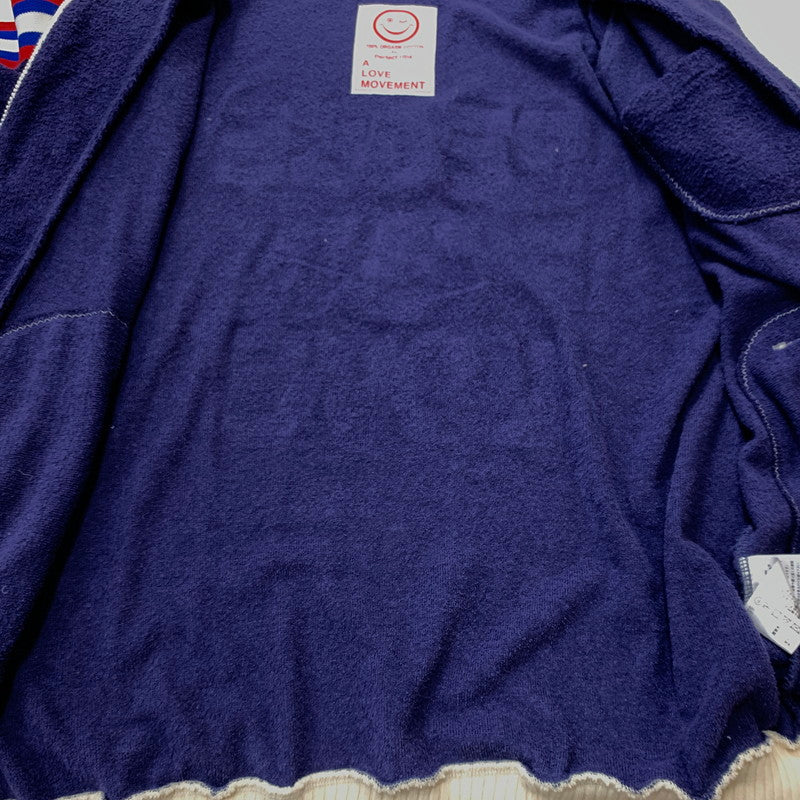 【中古品】【メンズ】 PERFECT RIBS パーフェクトリブス × A LOVE MOVEMENT ア ラブ ムーブメント 別注 コラボ ADIOS PILE PARKER アディオス パイル パーカー トップス フルジップパーカー コットン 141-260510-ko-12-fuzh サイズ：L カラー：ネイビー系 万代Net店