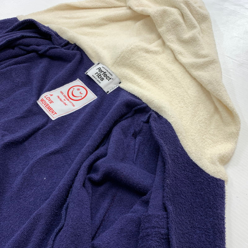 【中古品】【メンズ】 PERFECT RIBS パーフェクトリブス × A LOVE MOVEMENT ア ラブ ムーブメント 別注 コラボ ADIOS PILE PARKER アディオス パイル パーカー トップス フルジップパーカー コットン 141-260510-ko-12-fuzh サイズ：L カラー：ネイビー系 万代Net店