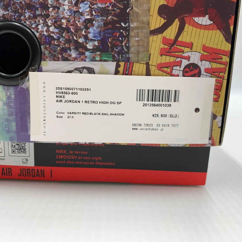 【中古品】【メンズ】 NIKE ナイキ × UNION ユニオン 別注 コラボ AIR JORDAN 1 RETRO HIGH OG CHICAGO SHADOW HV8563-600 エアジョーダン1 レトロ ハイ スニーカー 靴 シューズ 160-260711-ko-11-tei サイズ：27cm カラー：レッド 万代Net店