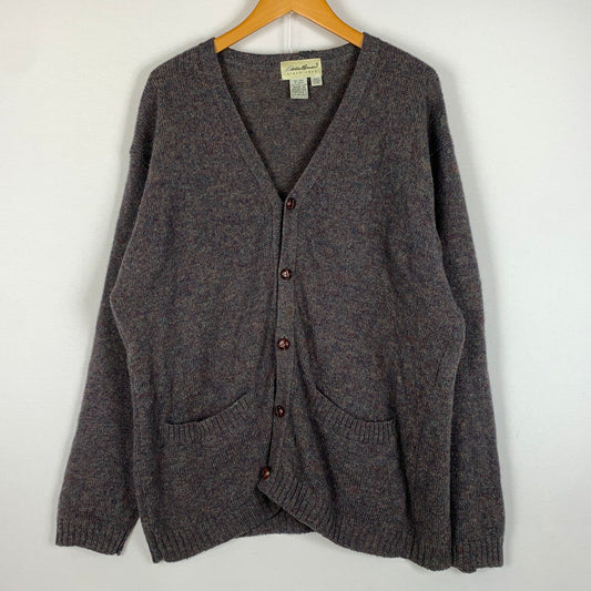 【現状渡し品】【メンズ】 EDDIE BAUER エディー・バウアー COVERED BUTTON CARDIGAN くるみボタン カーディガン トップス ニット 144-260530-ko-12-tei サイズ：L カラー：グレー系/糸マルチカラー 万代Net店