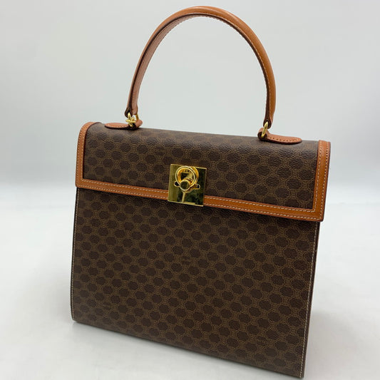 【中古品】【レディース】 CELINE セリーヌ LEATHER HANDBAG レザー ハンドバッグ カバン マカダム柄 180-260522-ko-11-tei カラー：ブラウン 万代Net店