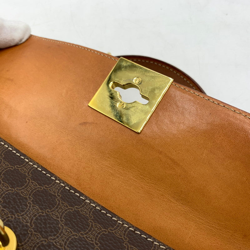【中古品】【レディース】 CELINE セリーヌ LEATHER HANDBAG レザー ハンドバッグ カバン マカダム柄 180-260522-ko-11-tei カラー：ブラウン 万代Net店