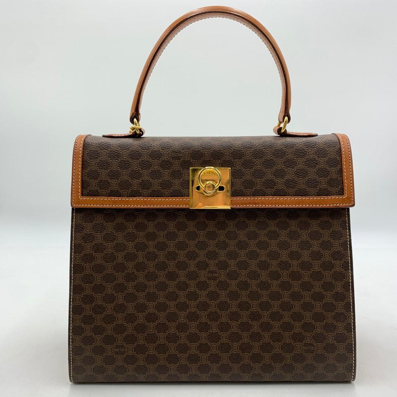 【中古品】【レディース】 CELINE セリーヌ LEATHER HANDBAG レザー ハンドバッグ カバン マカダム柄 180-260522-ko-11-tei カラー：ブラウン 万代Net店