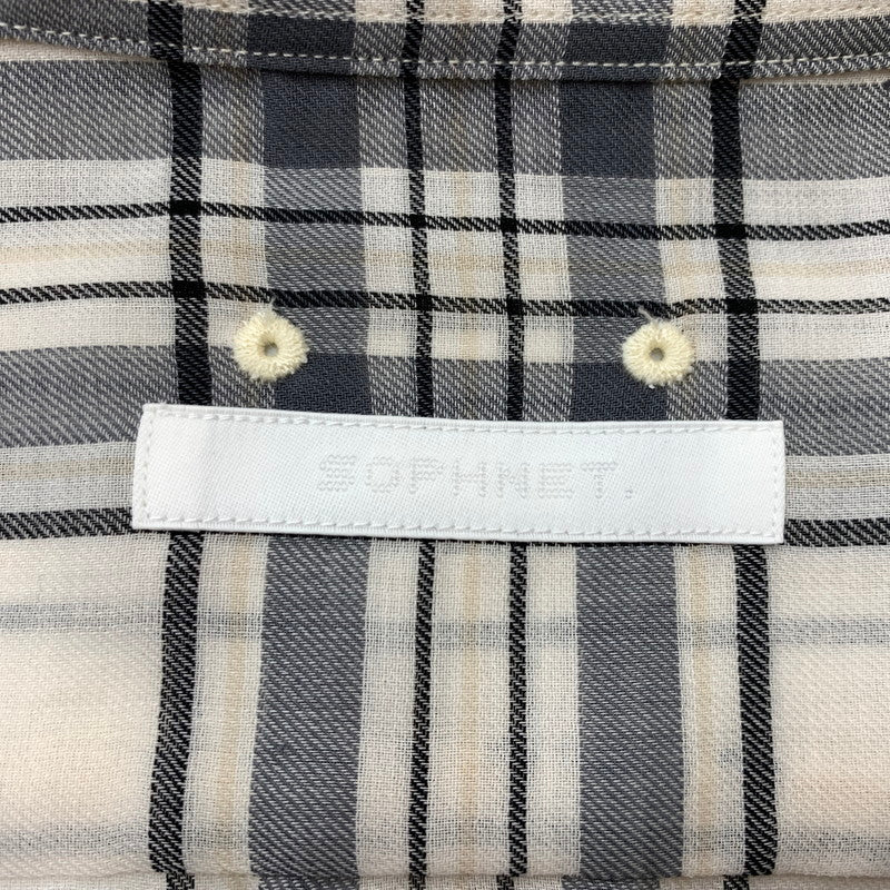 【中古品】【メンズ】 SOPHNET ソフネット SUMMER WOOL CHECK SHIRT SOPH-250019 サマーウール チェック シャツ トップス 長袖 142-260513-ko-20-fuzh サイズ：XL カラー：ホワイト 万代Net店