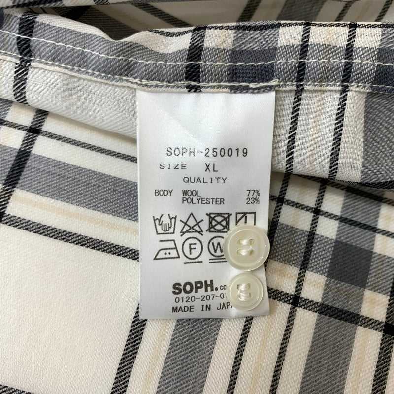 【中古品】【メンズ】 SOPHNET ソフネット SUMMER WOOL CHECK SHIRT SOPH-250019 サマーウール チェック シャツ トップス 長袖 142-260513-ko-20-fuzh サイズ：XL カラー：ホワイト 万代Net店