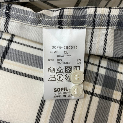 【中古品】【メンズ】 SOPHNET ソフネット SUMMER WOOL CHECK SHIRT SOPH-250019 サマーウール チェック シャツ トップス 長袖 142-260513-ko-20-fuzh サイズ：XL カラー：ホワイト 万代Net店