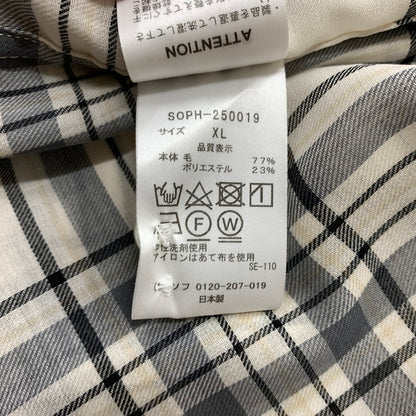 【中古品】【メンズ】 SOPHNET ソフネット SUMMER WOOL CHECK SHIRT SOPH-250019 サマーウール チェック シャツ トップス 長袖 142-260513-ko-20-fuzh サイズ：XL カラー：ホワイト 万代Net店