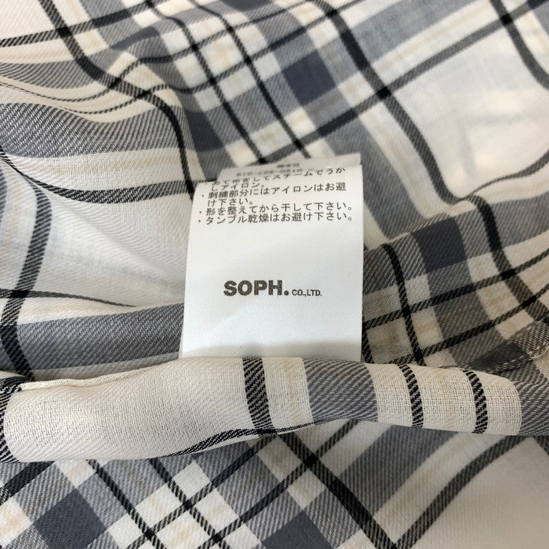 【中古品】【メンズ】 SOPHNET ソフネット SUMMER WOOL CHECK SHIRT SOPH-250019 サマーウール チェック シャツ トップス 長袖 142-260513-ko-20-fuzh サイズ：XL カラー：ホワイト 万代Net店