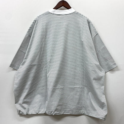 【中古品】【メンズ】 IS-NESS イズネス BALLOON T-SHIRT バルーン Tシャツ トップス 半袖 オーバーサイズ コットン 140-260513-ko-13-tei サイズ：L カラー：ホワイトストライプ 万代Net店